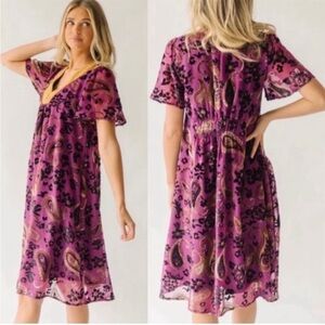 Piper & Scoot The Albie Burnout Velvet Dress in Purple Women's Size Large